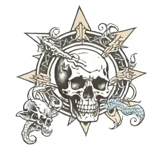 Ouroboros Over A Crashed Skull