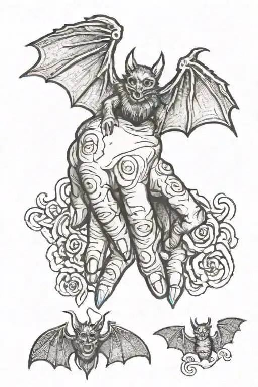 Bat Hand Tattoo Coverup