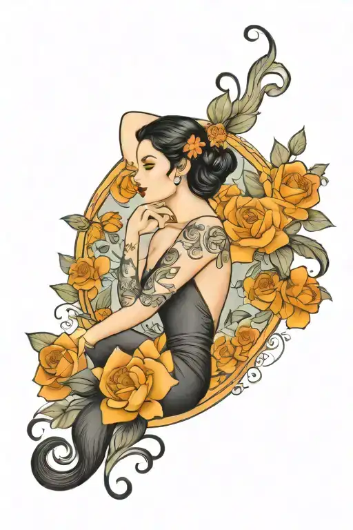 Pinup No Border Black Hair Full Body