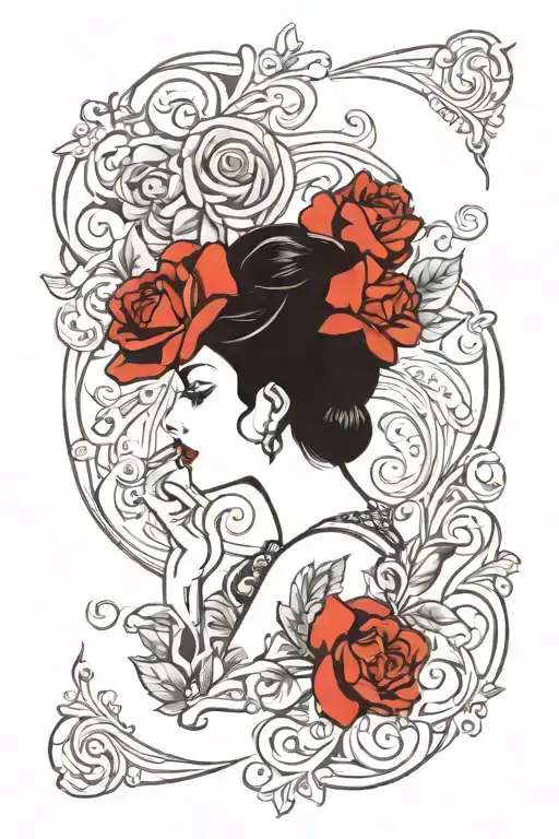 Pinup No Border Black Hair Full Body