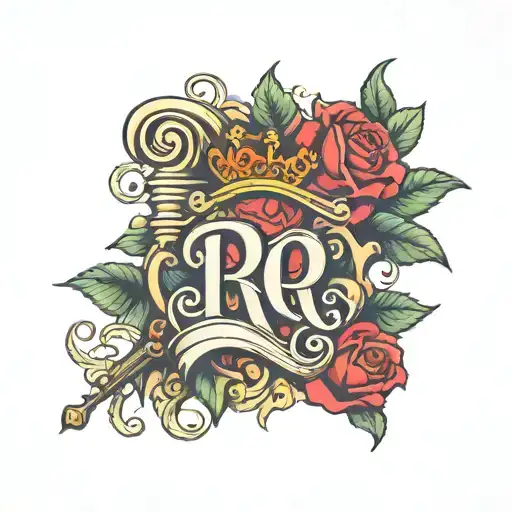 Sleeve Of Letters R And A With A Crown And Roses