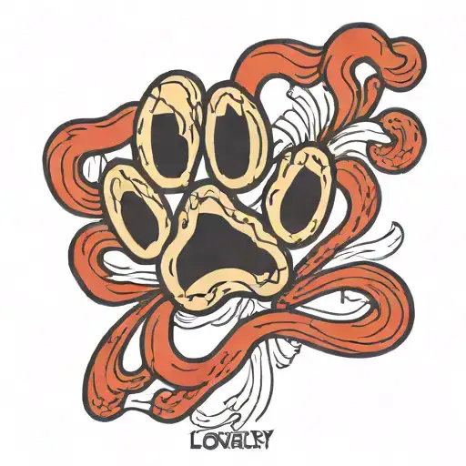 Paw Print With The Word Loyalty On The Fingers