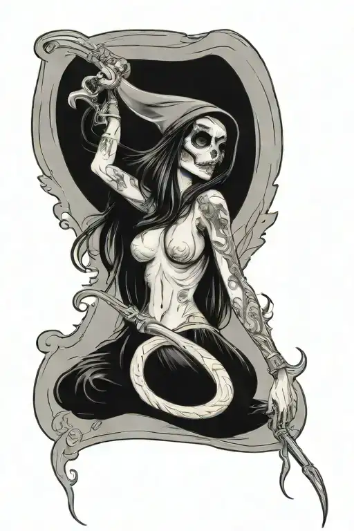 Sexy Grim Reaper Girl Long Hair