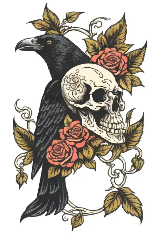 Crow Skull Roses
