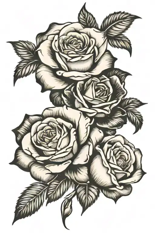 2 Black And White Roses On The Shoulder