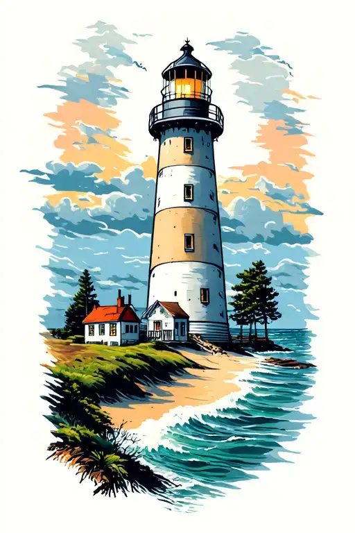 Lighthouse On The Beach Landscape