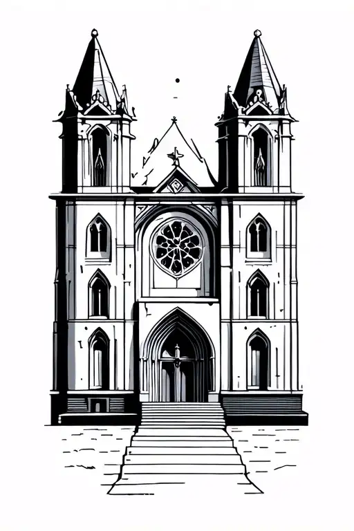 Simple Black And Grey Cathedral With Towers