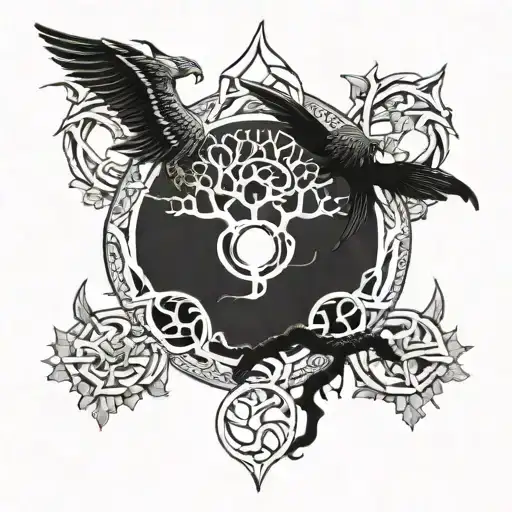 3 Ouroboros With A Yggdrasil In The Middle