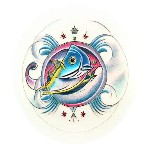 Libra Scale And Pisces Fishncombined