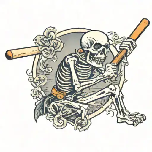Skeleton Swinging Baseball Bat
