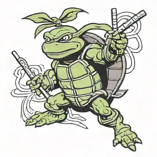 Ninja Turtle Donatello With A Stick Figure