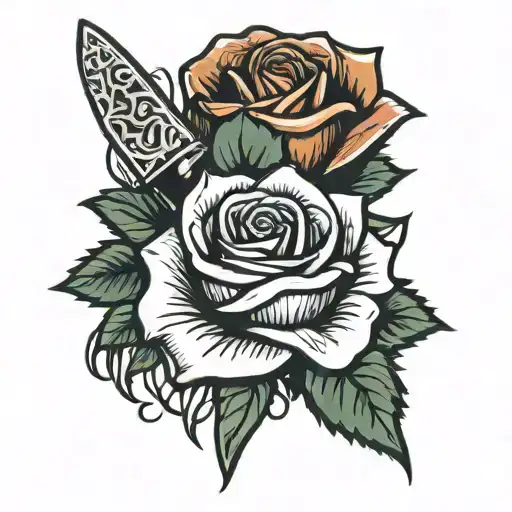 Knife And Wrapped Rose