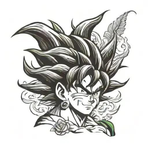 A Portrait Of Goku Very High And Smoking Weed