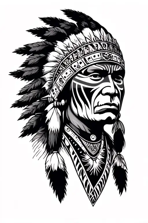 Native American Warrior With Face Paint