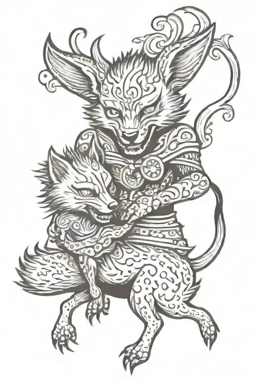 Demon And Fox Playing