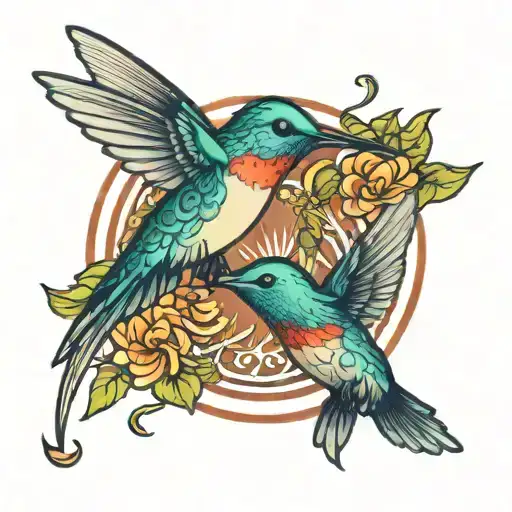 Hummingbird Flying Music Notes Intertwined