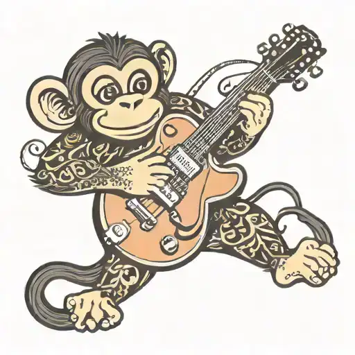 Monkey Playing A Gretsch Electromatic Doublecut Hollow Body