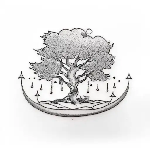 Tree With Meditating Monk