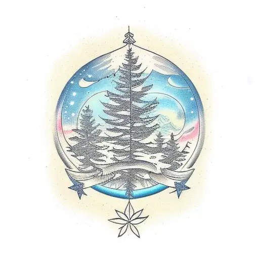 A Tree On A Stary Night Background