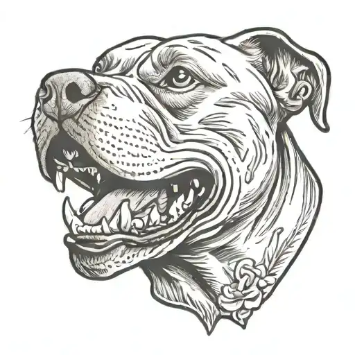 Aggressive Pit Bull Side Profile Traditional