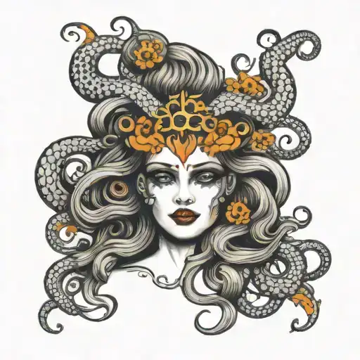 Medusa Diosa Griega Con Tatuajes Y Dilataciones