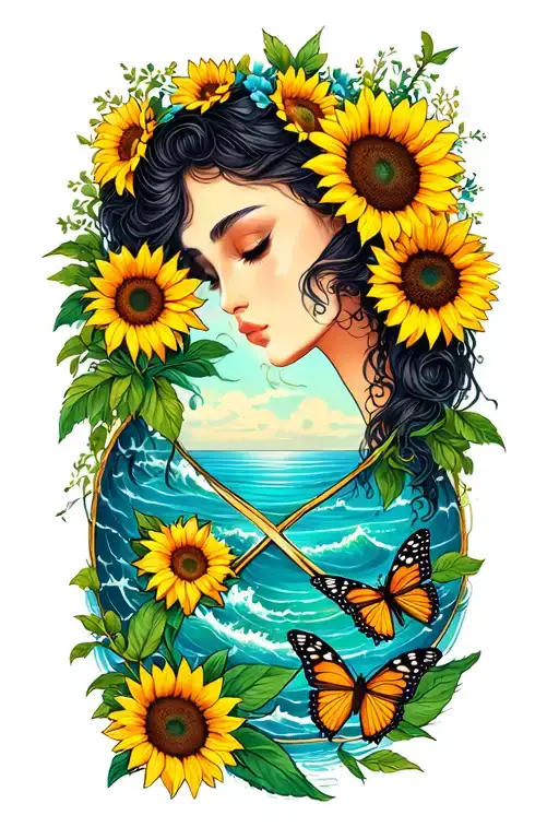 3 Daughters 1 Step Daughter Husband Butterflies Sunflowers Infinity Sign Shyness Ocean