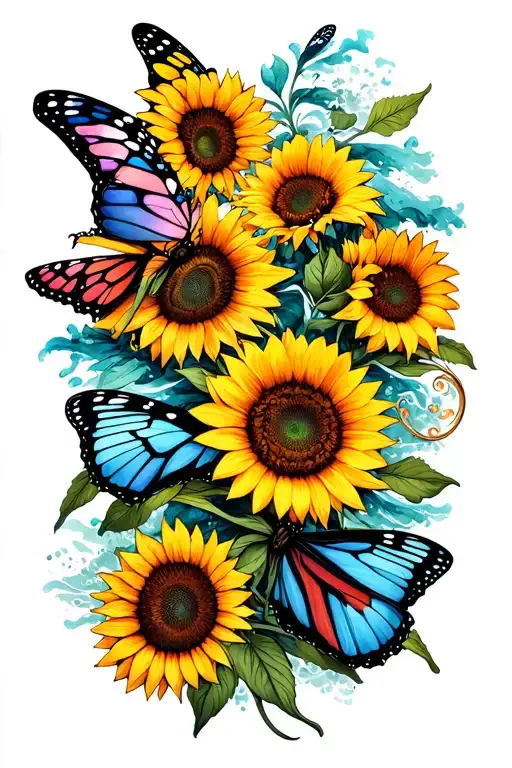 3 Daughters 1 Step Daughter Husband Butterflies Sunflowers Infinity Sign Ocean
