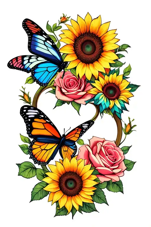 3 Daughters 1 Step Daughter Husband Butterflies Sunflowers Roses Infinity Sign