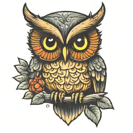 Owl From Baby Book In Tattoo Art