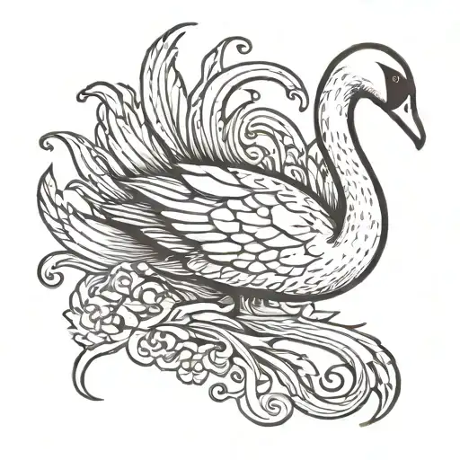 Fine Line Simple Swan