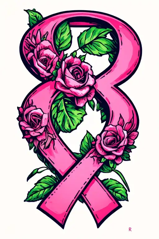 Breast Cancer Ribbon And Letter R Subtly Incorporated