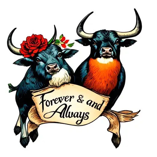 Bull And Robin With Forever And Always Text