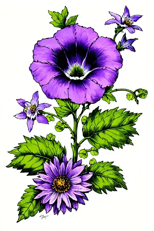 Purple Morning Glory And Aster Vine