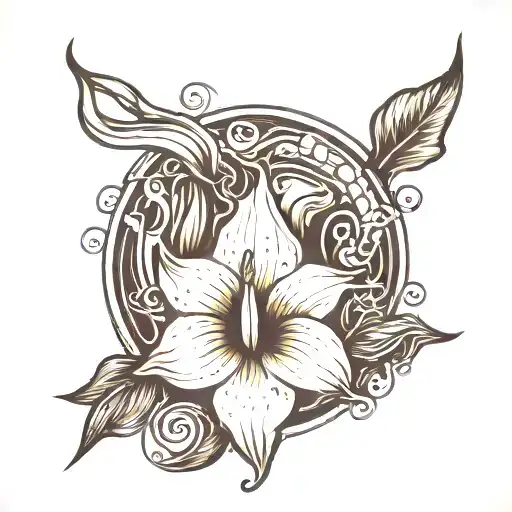 Capricorn Symbol With Calla Lily