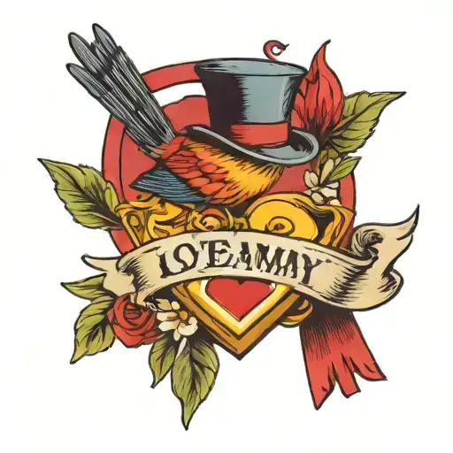 Cardnial Carrying A Note That Says Love Grammy