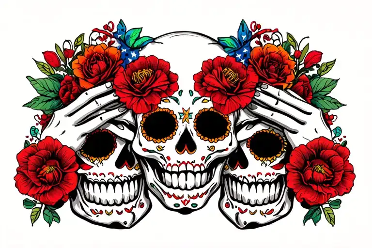 Sugar Skull See No Evil Speak No Evil Hear No Evil