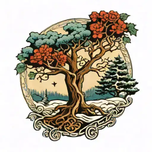 Celtic Tree Of Life Winter Landscape