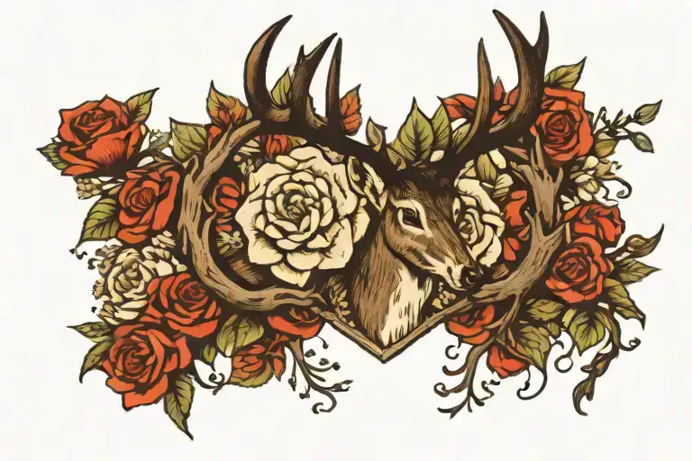 Deer Antlers With Flower Intertwined