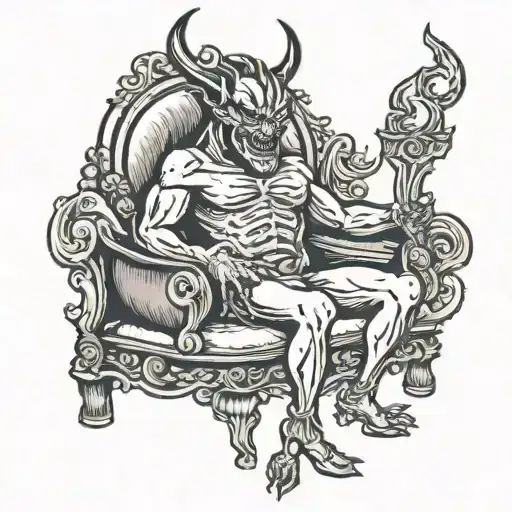 Scary Devil Sitting On Throne