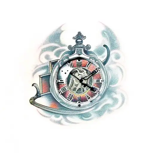 Broken Roman Clock With Lion And Pen Inkwell