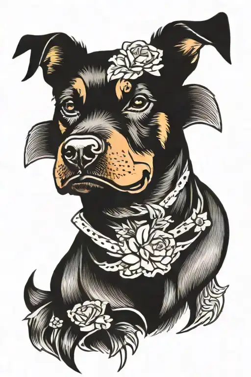 Rottweiler Tattoo Pin Up Traditional Style For Women