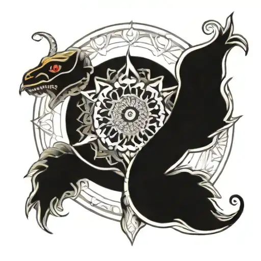 Create A Mandala Tattoo With A Hidden Snake Motif That Reveals Itself Upon Closer Inspection