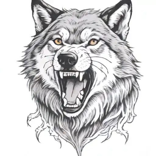 Wolf Face Growling