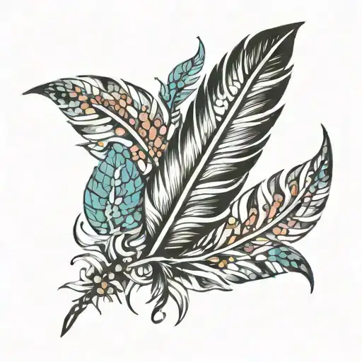 Feather With Different Mosaic Designed Leaves