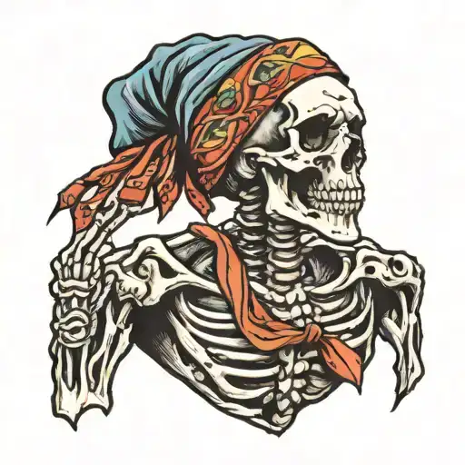 Traditional Skeleton Wearing Bandana