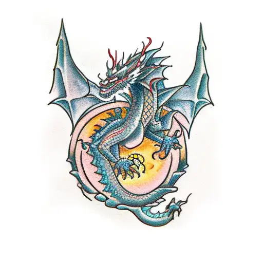 A Dragon Wrapping Itself Around A Human Warrior