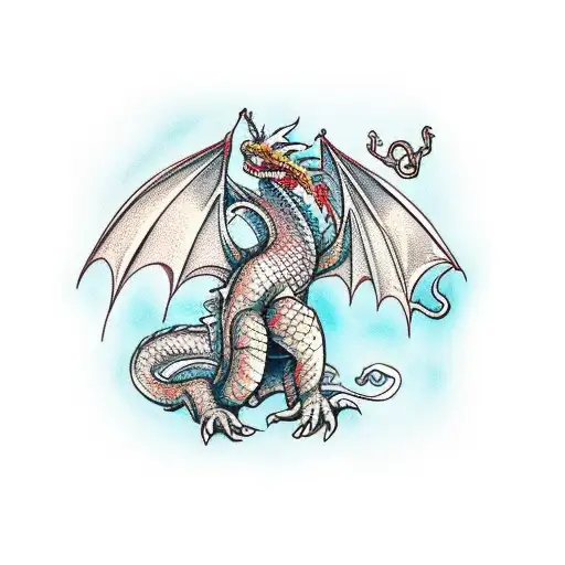 A Dragon Fighting A Viking