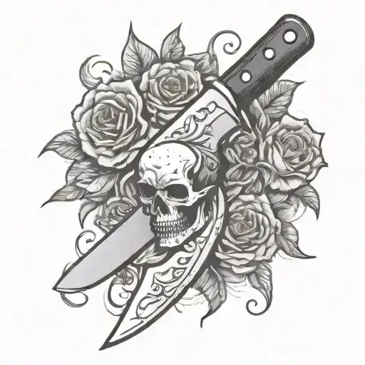 Kitchen Knife With Corpses On The Blade Without Background