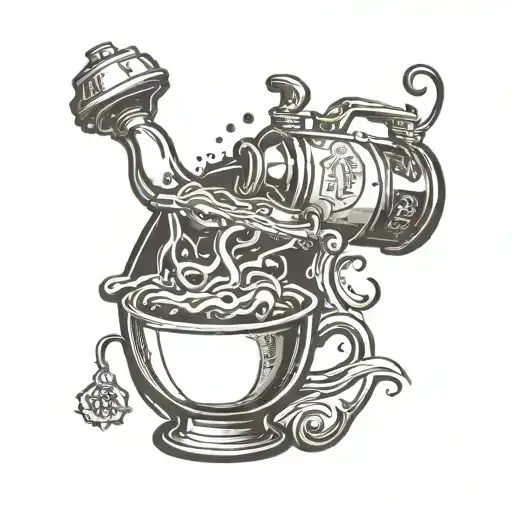 An Intricate Design Of A Barista Brewing Coffee Inside A Sea In A Bottle