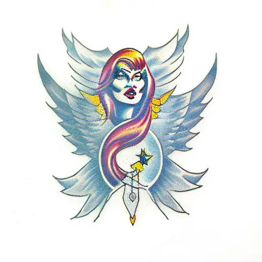 A Shadow Female With Wings Who Is Disambleyed